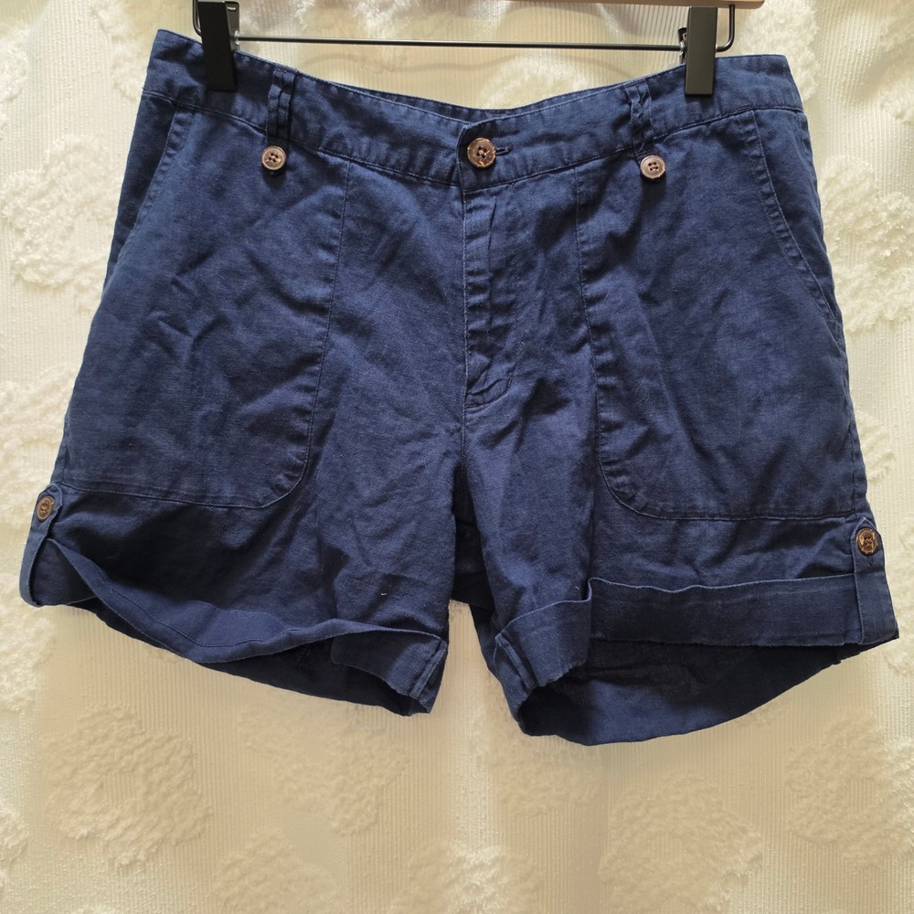Patagonia Womens‎ Stand Up Shorts Navy Blue Hemp Organic Cotton Utility Size 10